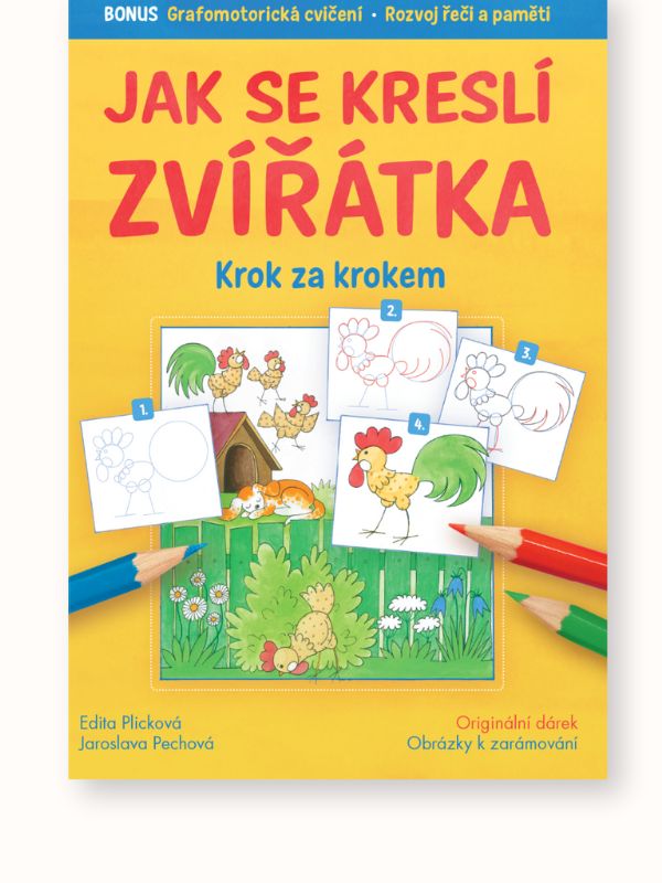 Přebal knihy Jak se kreslí ZVÍŘÁTKA – Krok za krokem... od Edity Plickové a Jaroslavy Pechové